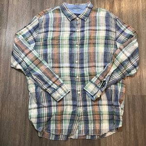 Tommy Bahama 3XL Blue Linen Long Sleeve Shirt